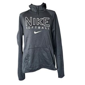 Nike Softball Therma-Fit Hoodie Women’s M Black Athletic Pullover Thumbholes X29